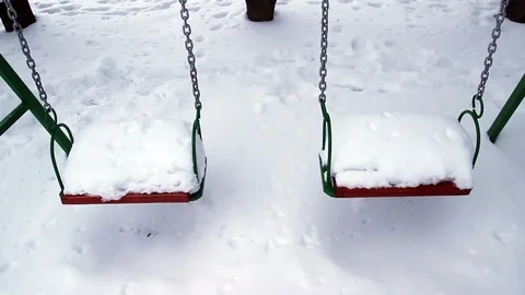 Snow On The Swings Stock Footage 86517987