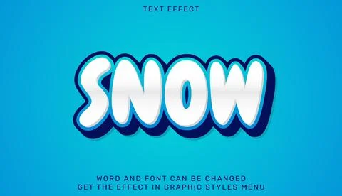 Snow text effect template in 3d design Stock Illustration