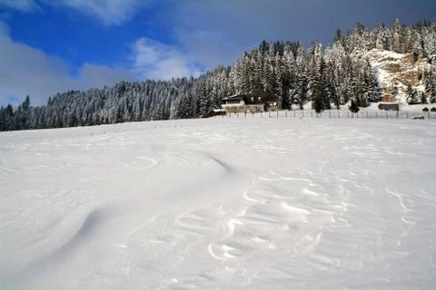 Snow texture formed by a strong wind. Stock Photos