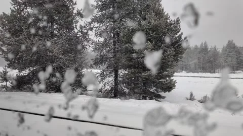 Snow Through Window Stock Footage 301956296