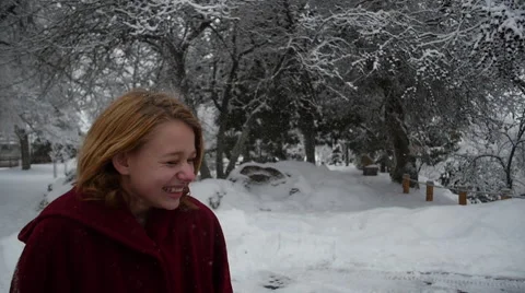 Snow Tickles Nose Stock Footage 60818148