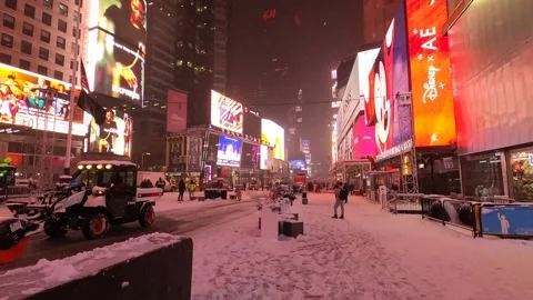 Snow in time square Stock Footage 147547090