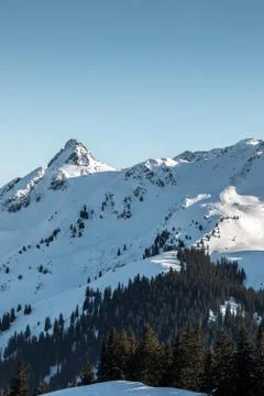 Snow on the top of the mountains Stock Photos