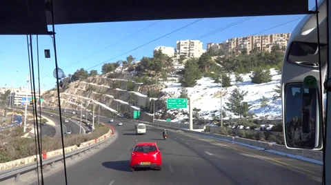 Snow tour bus in Jerusalem Video stock 33755365