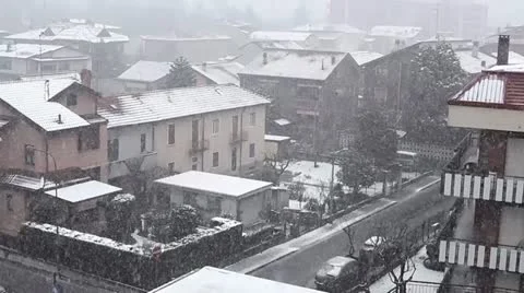 Snow in Town Stock Footage 21623053