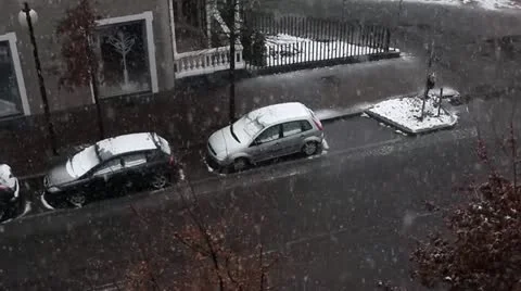 Snow in Town Stock Footage 21625360