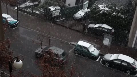 Snow in Town Stock Footage 21625547