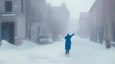 Snow town Video stock 260564709