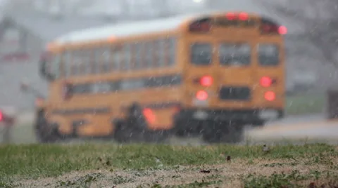 Snow Traffic School Bus Video stock 32928641