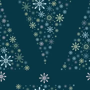 Snow tree snowflakes endless geometric pattern beautiful delicate multicolored Stock Illustration