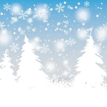 Snow trees christmas background Stock Illustration