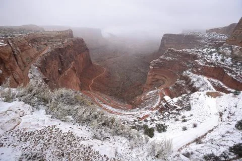 Snow in utah cliff Stock Photos