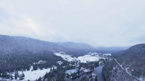 Snow valley elevation shot Stock Footage 321101708