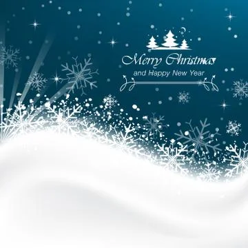 Snow vector background with snowflakes, Merry Christmas greetings. Stock Illustration