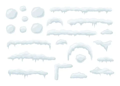 Snow vector caps. Snowballs and snowdrifts set. Snow cap vector collection Stock Illustration