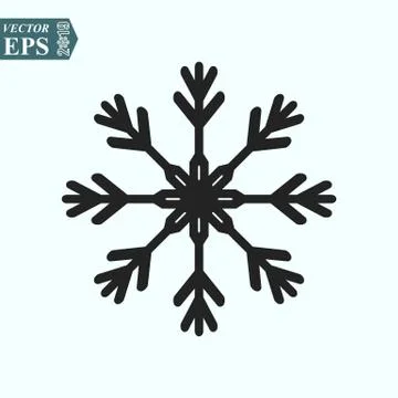 Snow vector icon. Black Snowflake. Flat vector illustration in black on white Stock Illustration