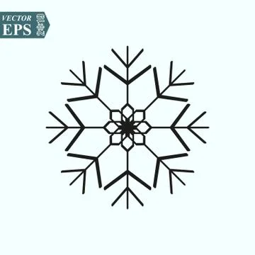 Snow vector icon. Black Snowflake. Flat vector illustration in black on white Stock Illustration