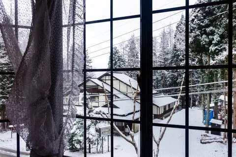 Snow view from Window 写真素材