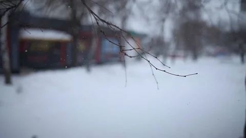 Snow in the village Stock Footage 87988858