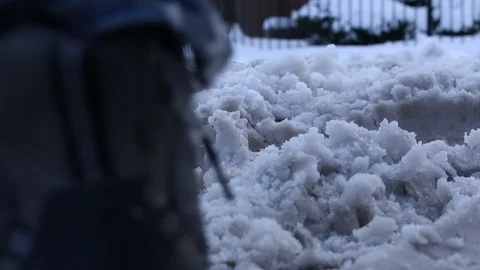 Snow walking boots winter 스톡 동영상 123616916
