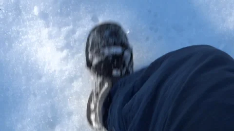 Snow Walking Feet - 02 - With Sound Stock Footage