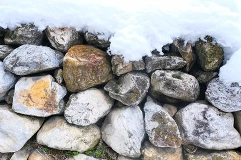 Snow on the wall. Stock Photos