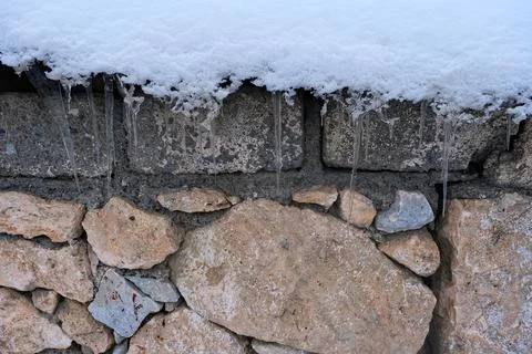 Snow on the wall. Stock Photos
