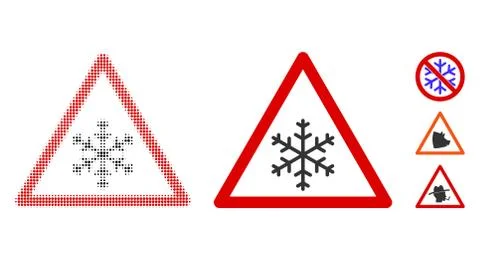 Snow Warning Halftone and Solid Icon イラスト素材