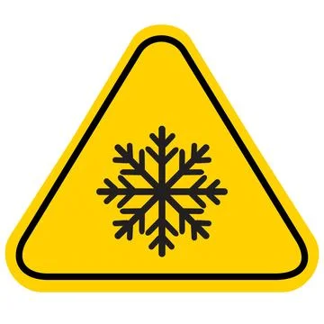 Snow warning on white background. Cold warning sign. snow ahead warning 스톡 일러스트