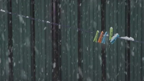 Snow washing line Stock Footage 142581692