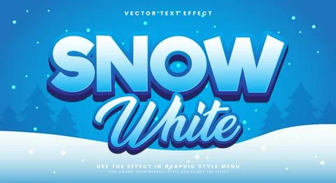 Snow White 3d editable text effect template Stock Illustration