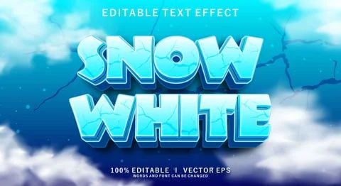 Snow white 3d vector text effect with modern style design Stock Illustration