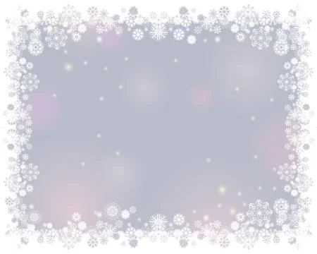 Snow white frame on a blurry light gray background. Abstract winter backgroun Stock Illustration