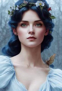Snow White as the nymph. 스톡 일러스트