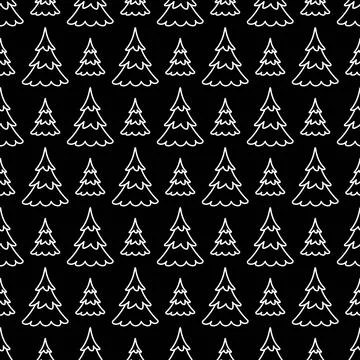 Snow-white spruce. Seamless vector pattern Infinitely repeating coniferous. Illustrazione stock