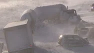 Snow Wind And Blizzard Conditions Cause Deadly Fatal Car And Truck Crash Stock Footage