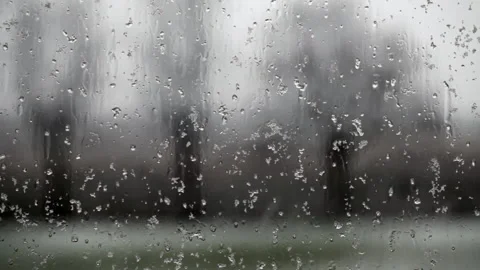 Snow on window from indoors Stock Footage 144917075