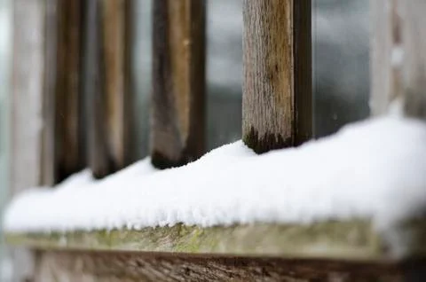 Snow on window sill Stock Photos