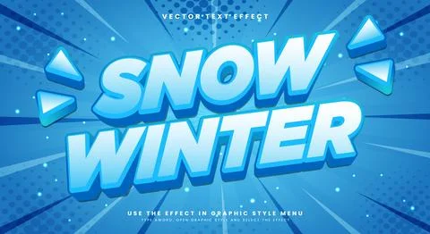 Snow winter 3D editable text effect template Stock Illustration