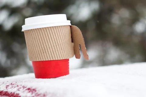 Snow winter papper coffee cup and holiday Stock Photos