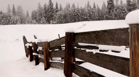 Snow in winter on a ranch Stock Footage 1081277