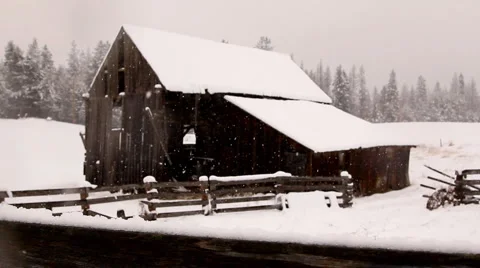 Snow in winter on a ranch Video stock 1081340