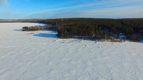 Snow winter trees. woods forest landscape. beautiful nature. aerial view Stock Footage 87473337