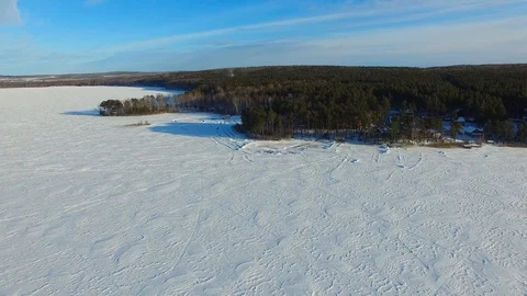 Snow winter trees. woods forest landscape. beautiful nature. aerial view Stock Footage 87473460