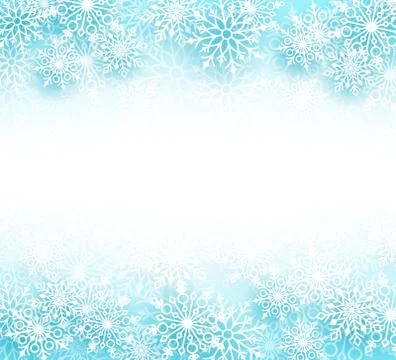 Snow winter vector background with different shapes of snowflakes Stock Illustration