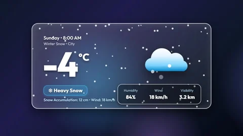 Snow Winter Weather Dashboard Animation Vídeos de archivo 345284598