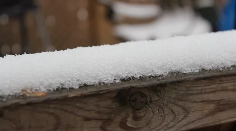 Snow on Wood Ledge Stock Footage 33822079