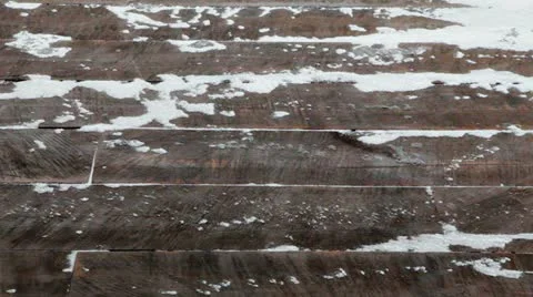 Snow on wooden deck Stock Footage 22041652