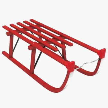 3D Model: Snow Wooden Sled Red 3D Model #91024623 | Pond5