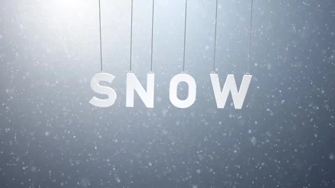 Snow word swing on the string on loop snowy background Stockbeeldmateriaal 346649789